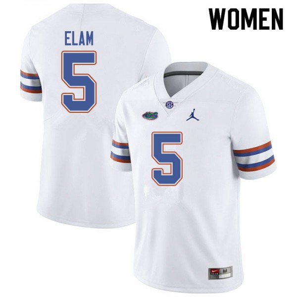 Jordan Brand Women #5 Kaiir Elam Florida Gators College Football Jersey White